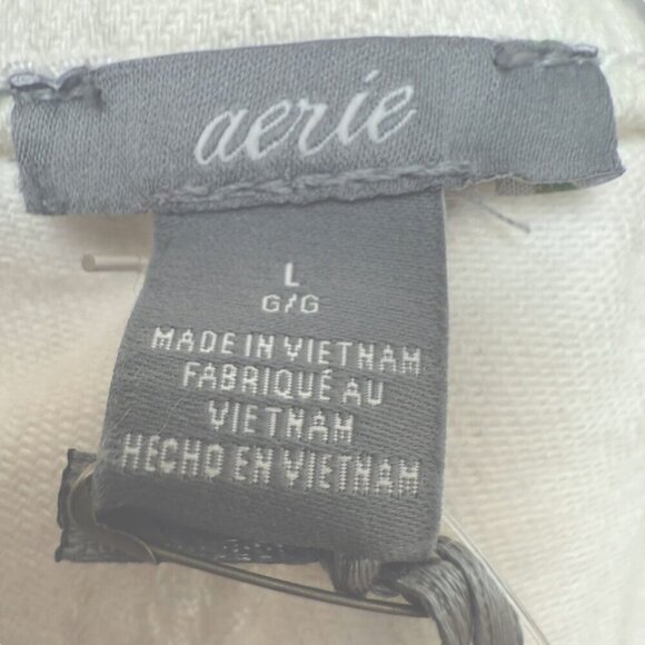 AERIE Shorts Size Large Ivory Cream Elastic Waist Distressed New Imperfect - Picture 6 of 12